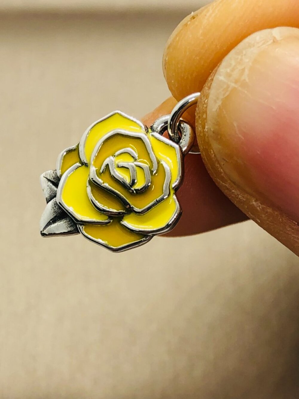 James Avery Enamel Consuela Rose Charm Yellow - Picture 4 of 6